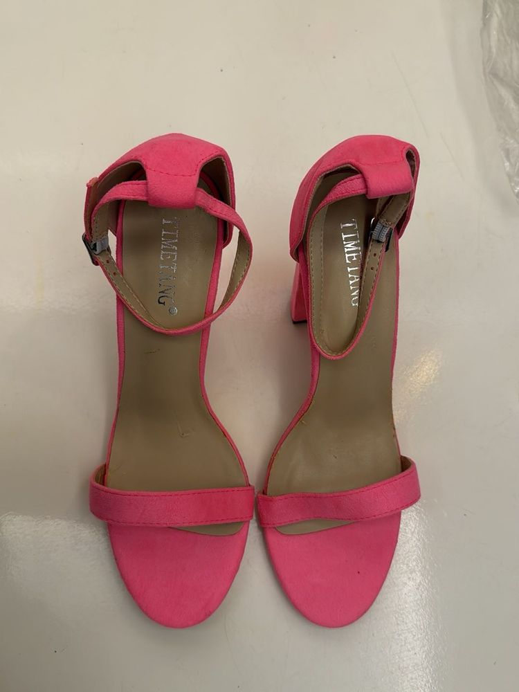 Vibrant Pink Block Heel Sandals