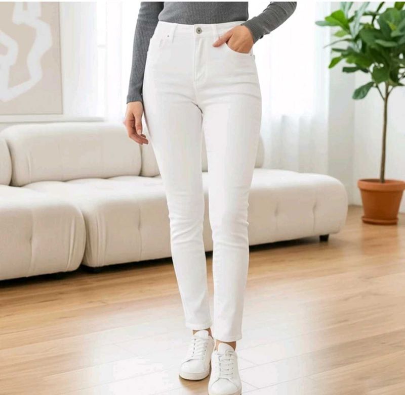 Classic White Denim Jeans