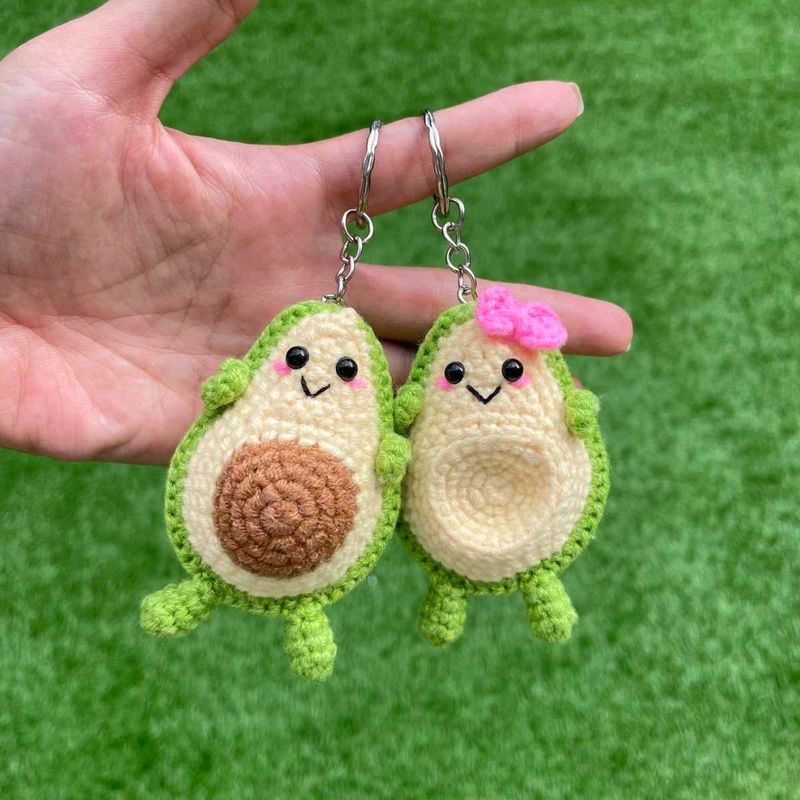 Cute Crochet Avocado Keychains (Pair)