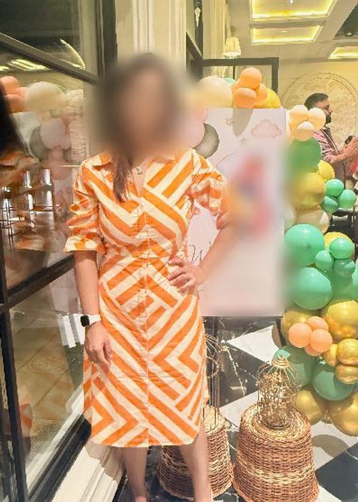 Vibrant Orange &amp; White Striped Midi Dress