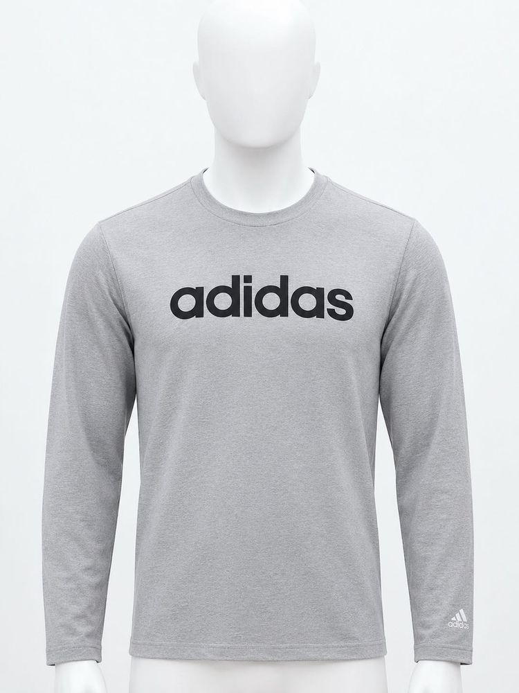 Adidas Men's Grey Long Sleeve T-Shirt