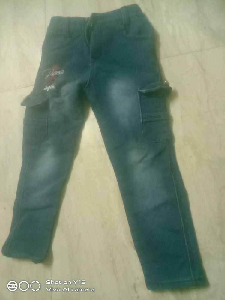 Cute Blue Cargo Jeans 4to 5yrs