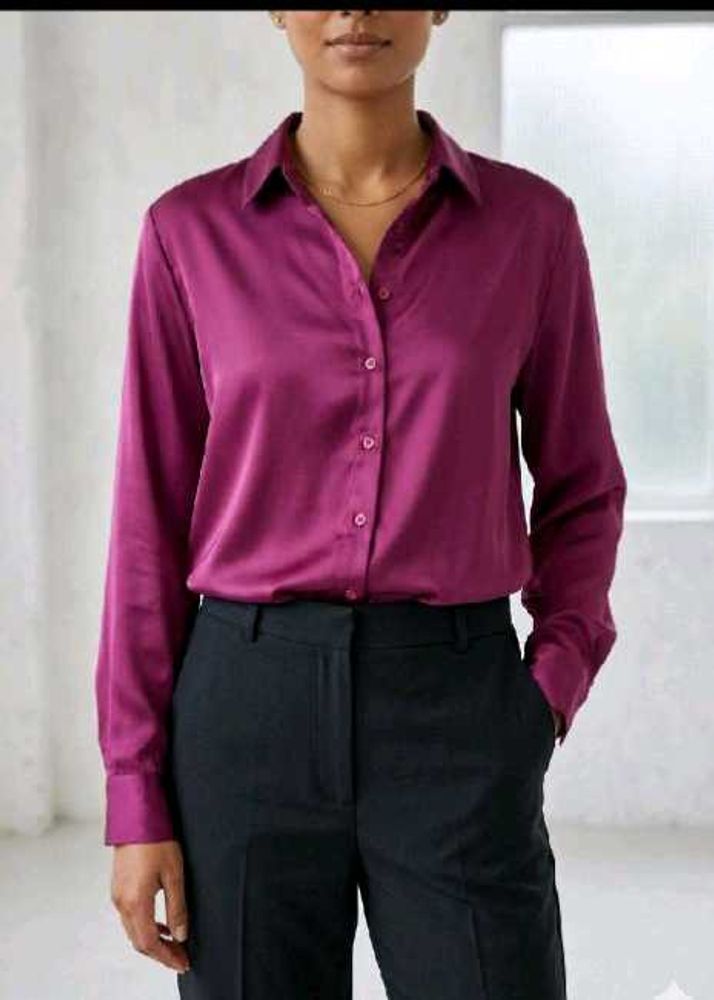 Elegant Satin Button-Up Shirt