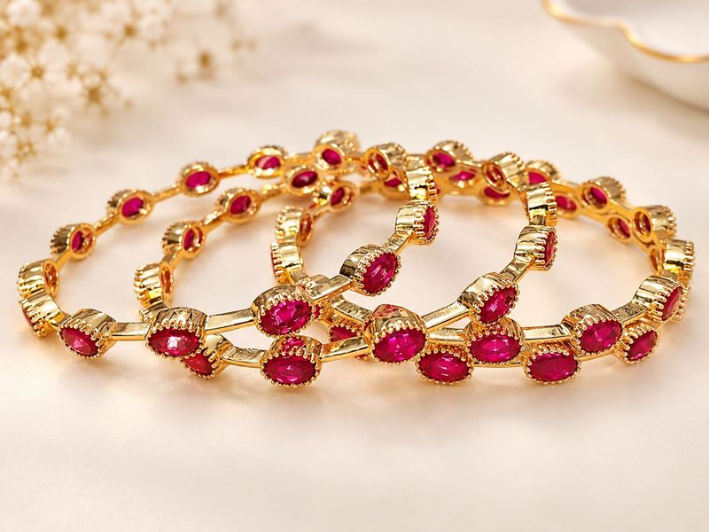 Exquisite Ruby Bangle Set