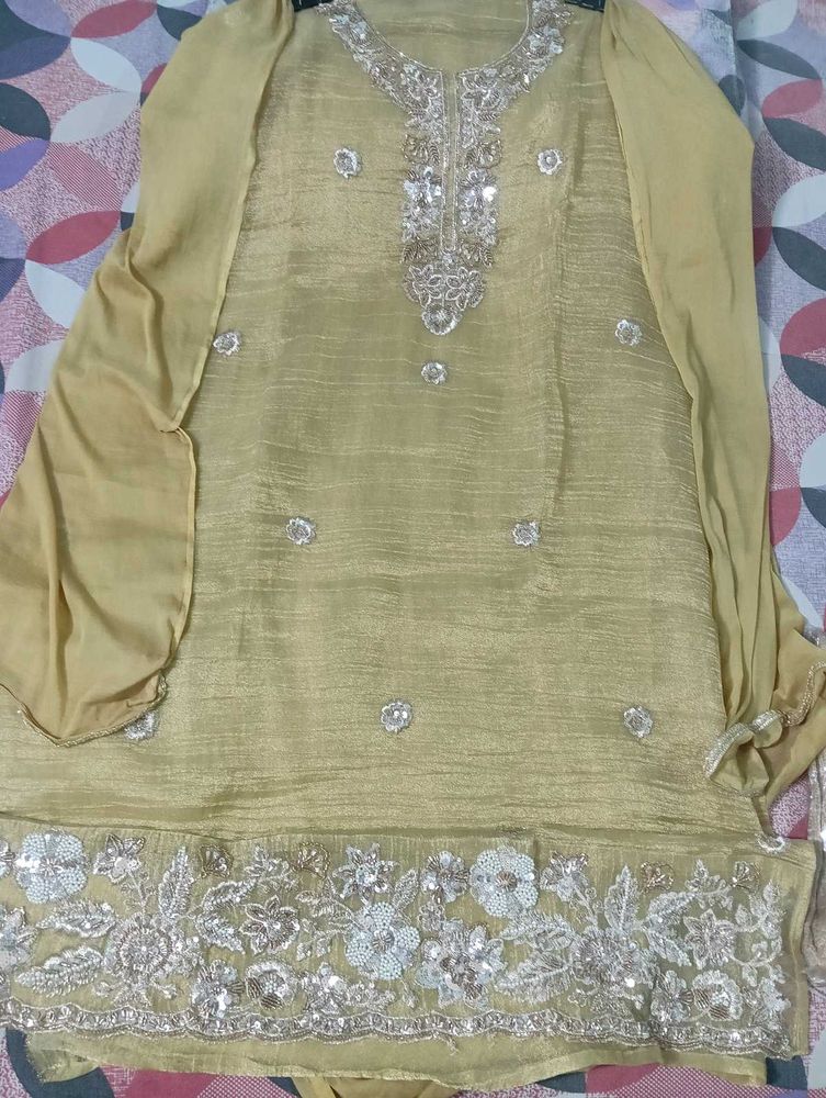 Embellished Silk Kurta Set