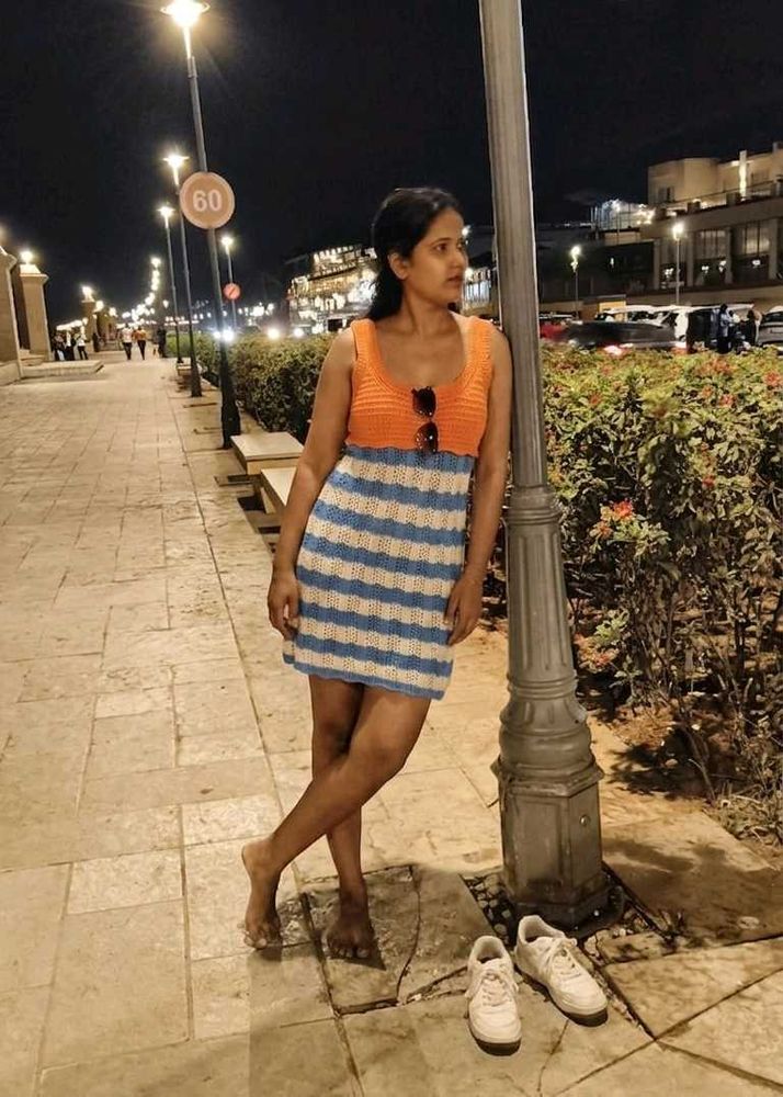 Zara Crocheted Striped Mini Dress