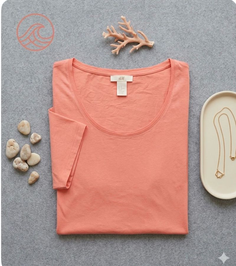 H &amp; M Peach Flutter Sleeve Tee