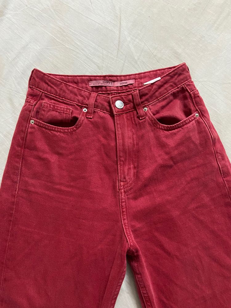 Topshop Red Mom Jeans
