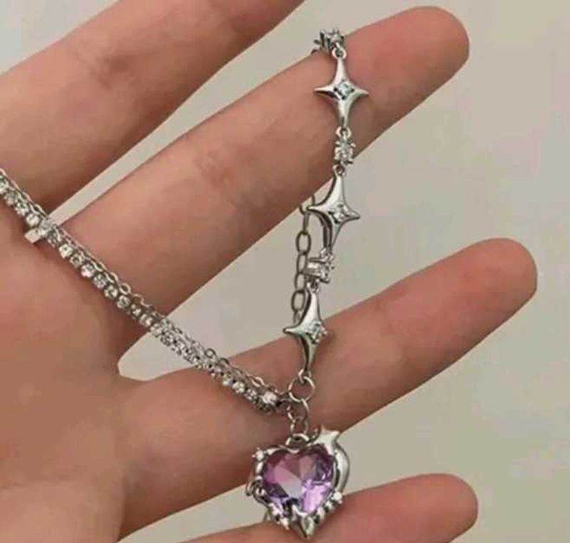 Sparkling Heart Charm Necklace
