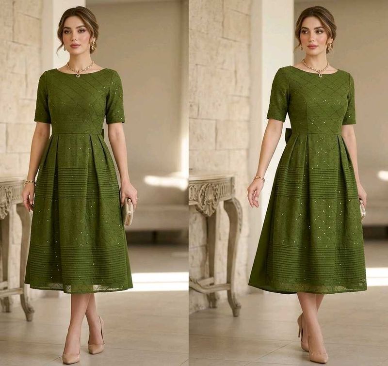🌿 Olive Green Diamond-Georgette Suit Material 🌿