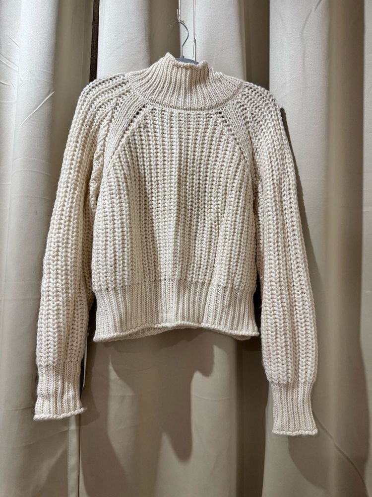 Cream Knit Turtleneck Sweater