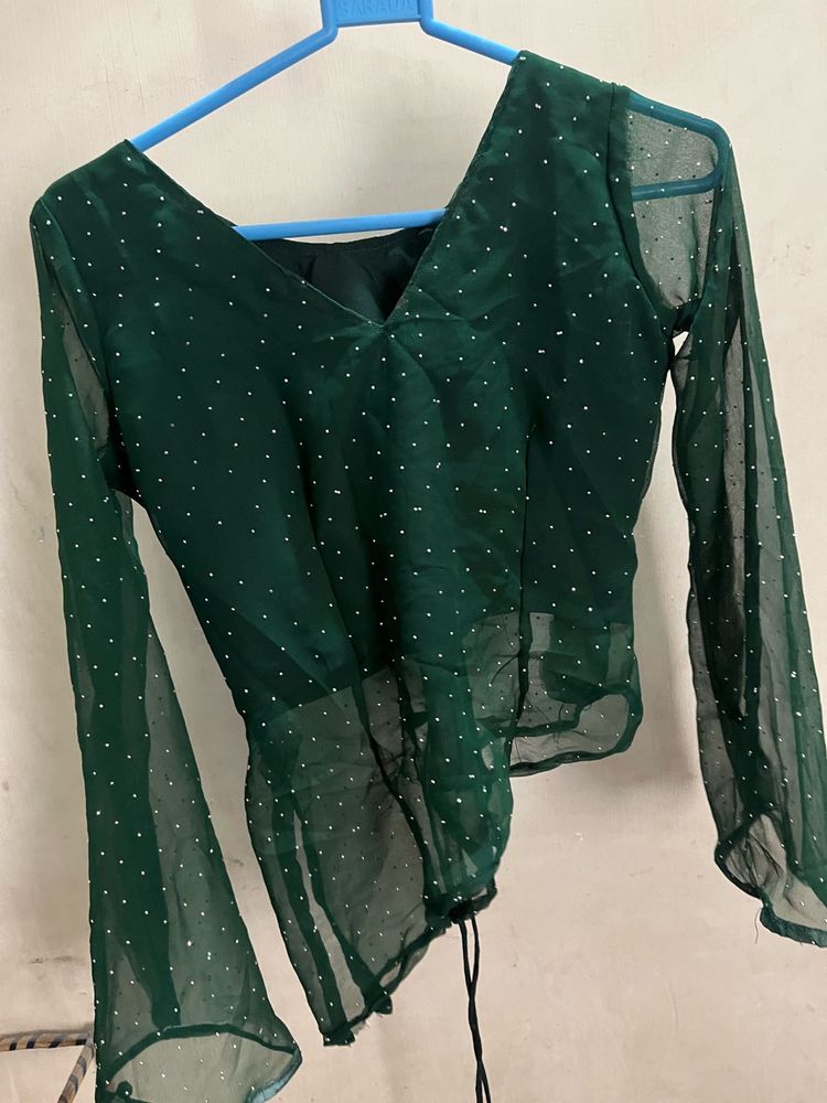 Stunning Green Embellished kurti