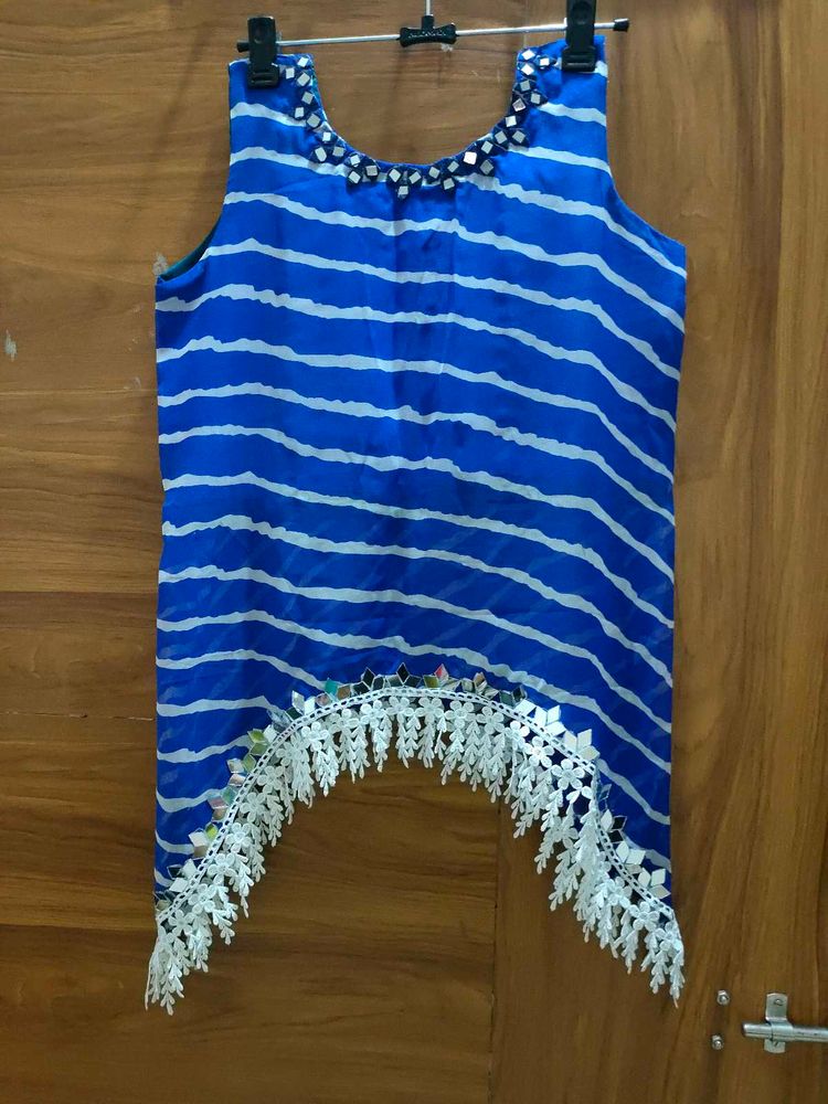 Stunning Blue Leheriya kurti navratri special