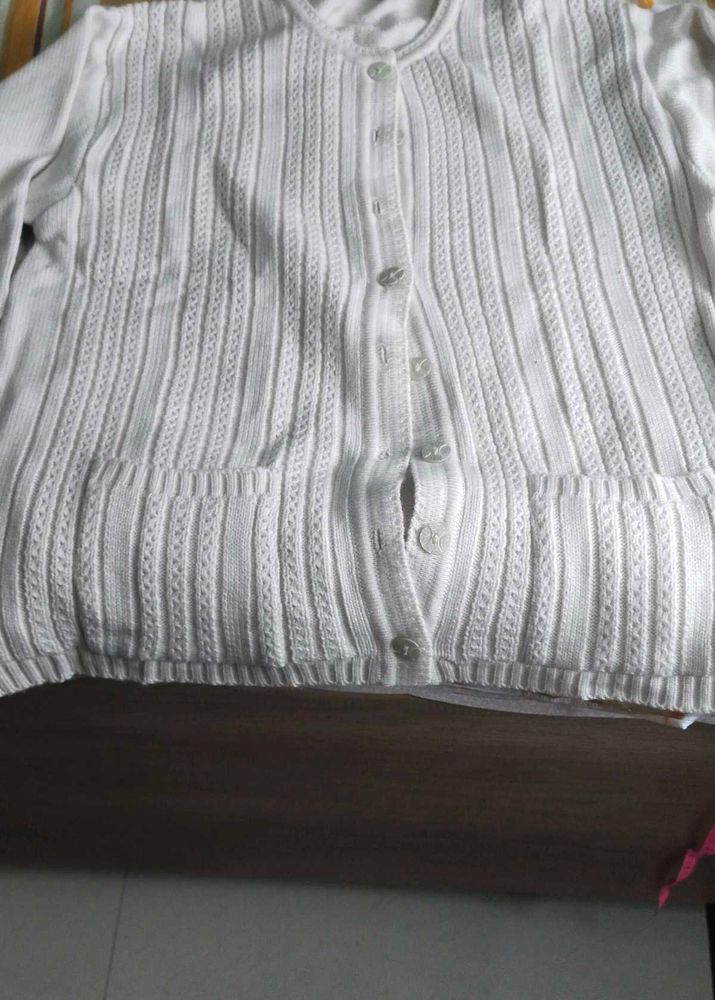 Cream Knit Cardigan with Buttons