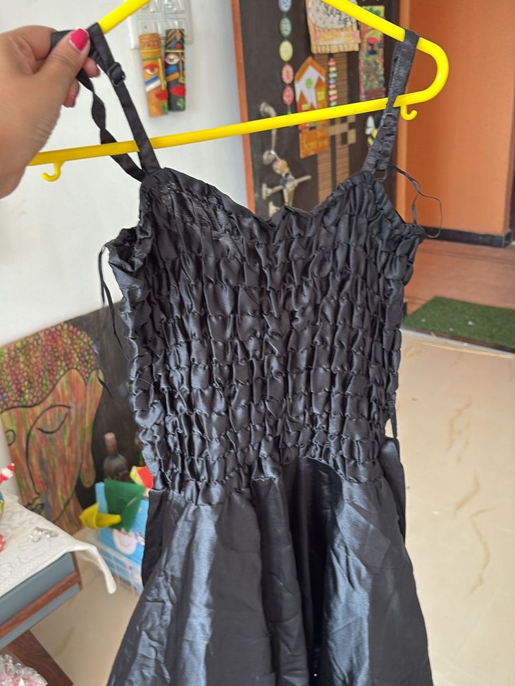 Black Smocked Cami Dress