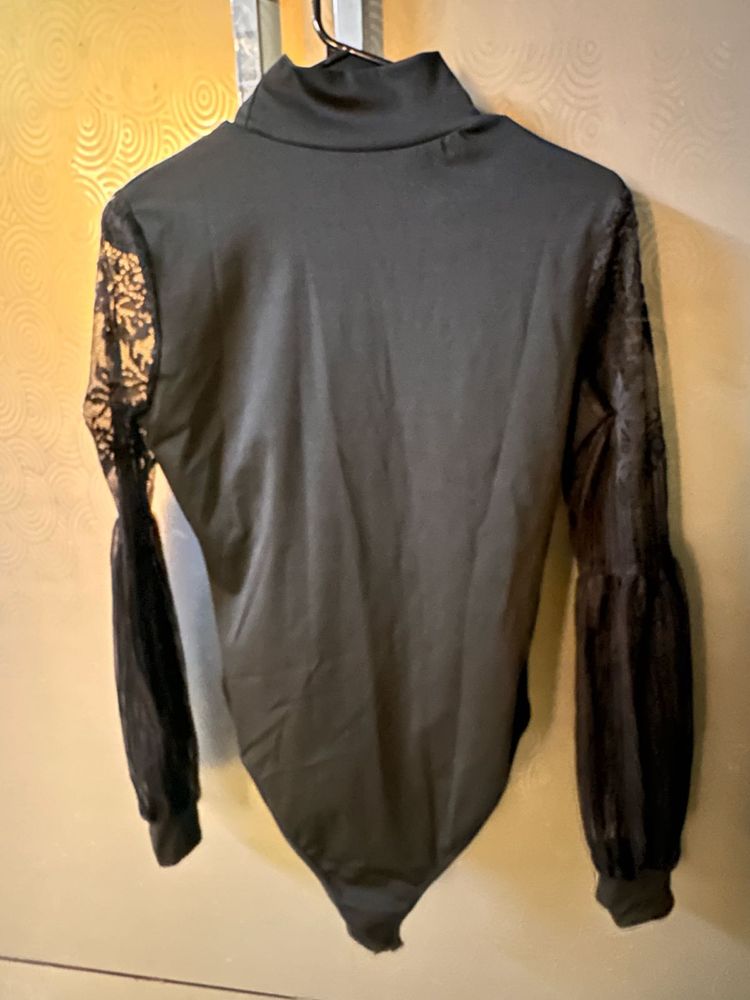 Black Lace Sleeve Bodysuit