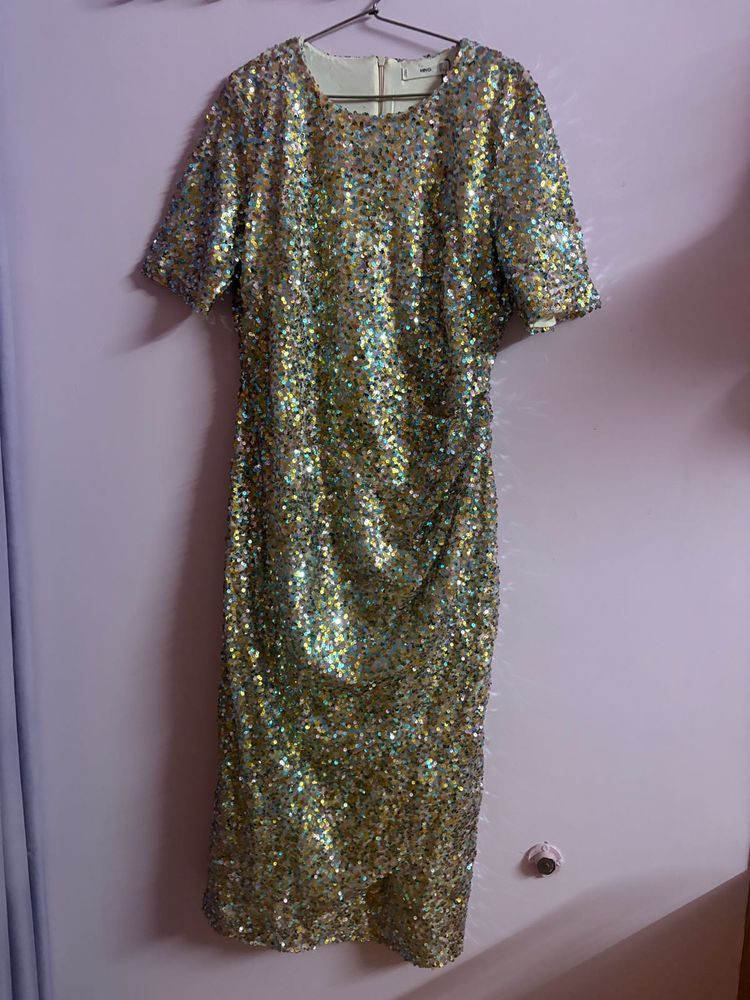 Mango Sparkling Sequin Party Dress