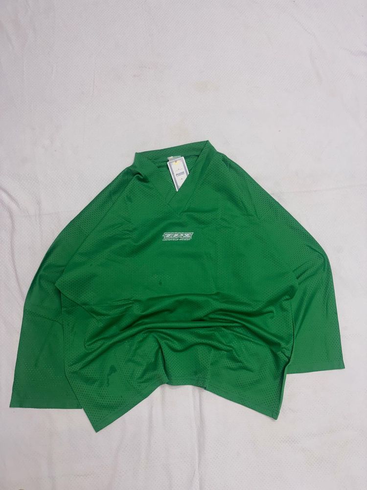 Green V-Neck Long Sleeve Top
