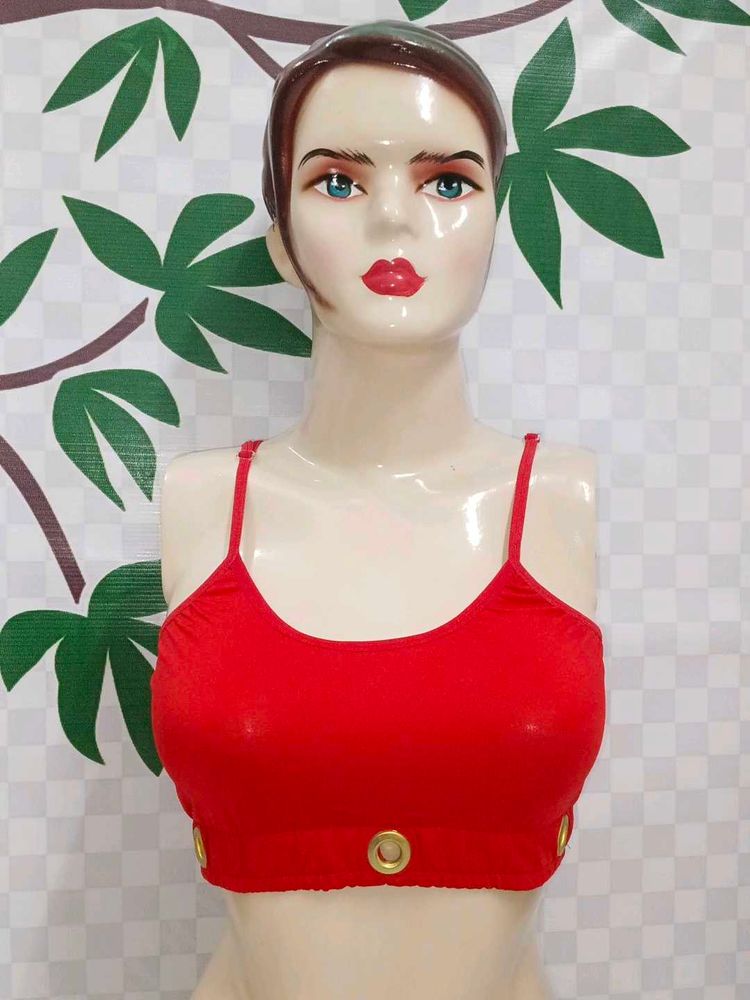 (100)Red Crop Top with Gold Detail