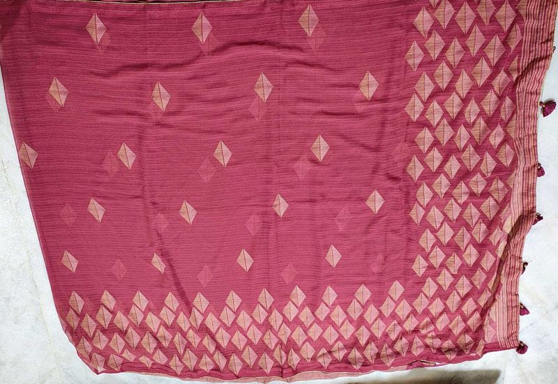 Maroon Diamond Print Saree
