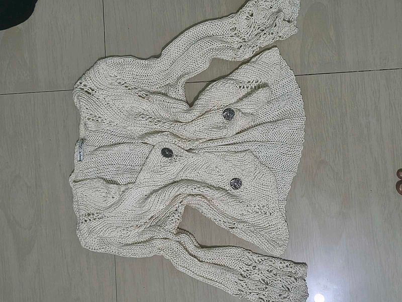 Cream Knit Cardigan with Buttons