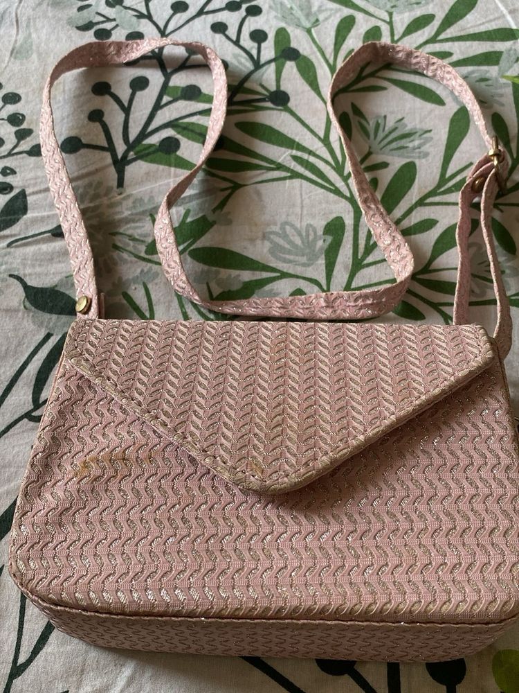 Chic Pink Textured Sling Bag