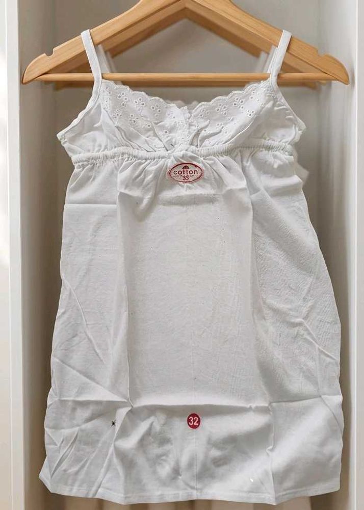 White Cotton Camisole with Lace Trim