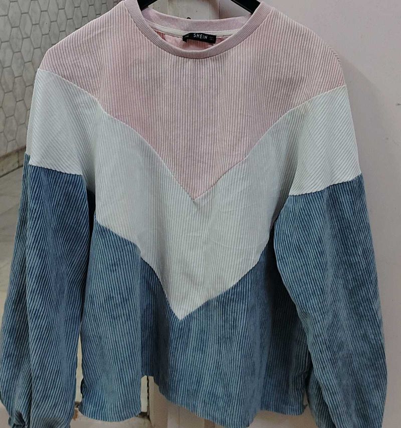 Shein Colorblock Corduroy Sweatshirt