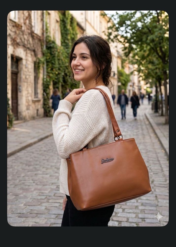 Stylish Brown Faux Leather Handbag