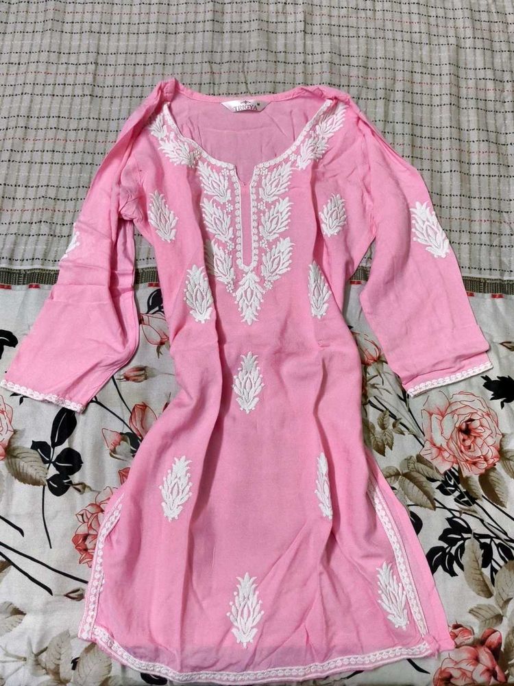 Pink Chikankari Kurta