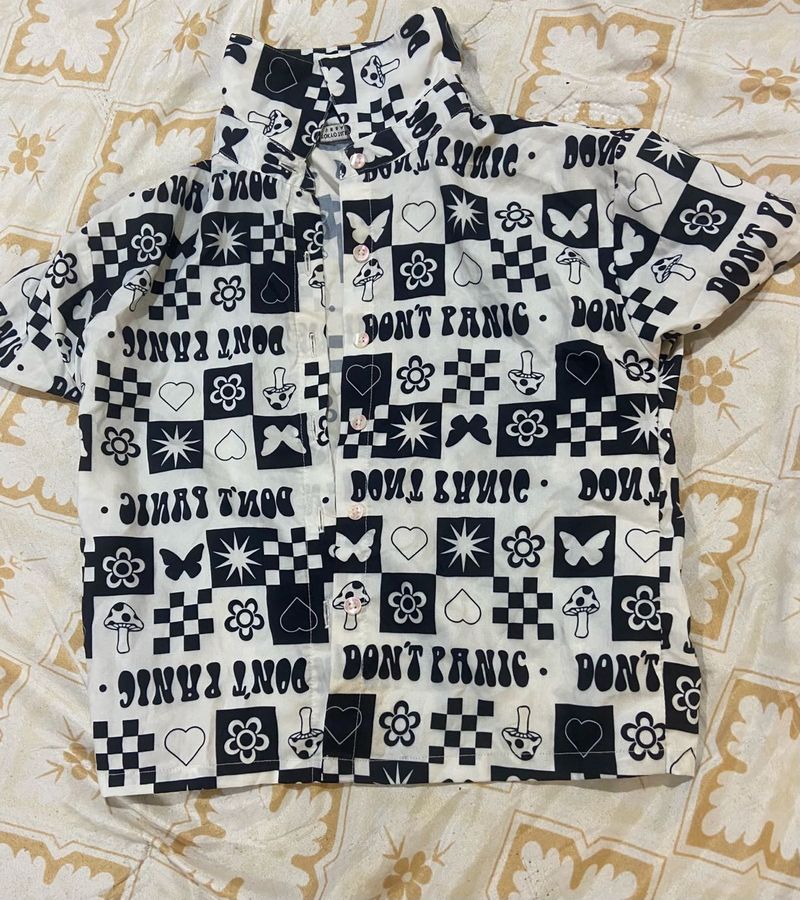 Unique Graphic Print Button-Up Shirt
