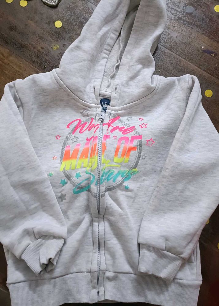 Full Sleeves Hoodies Glitter Text Print