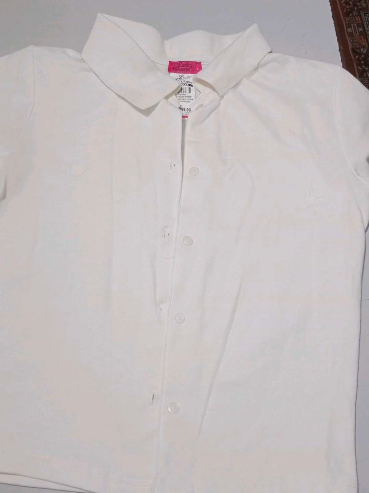 White Short Sleeve Button-Down Shirt