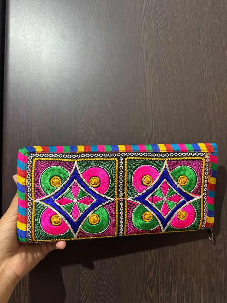 Boho Embroidered Clutch Bag