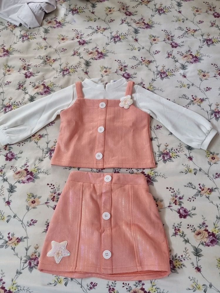Pink Top With Skirt 👧 Cloth 2 To 3 Yers
