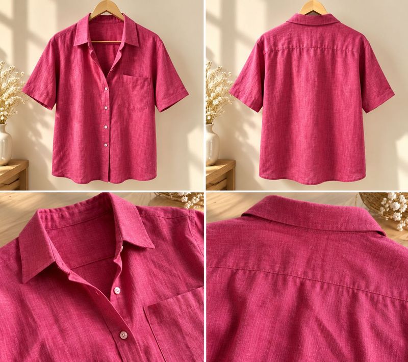 Men’s Pink Short Sleeve Button-Up Shirt