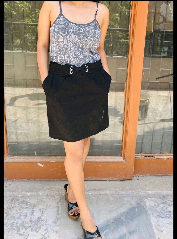 Classy Black Skirt Adjustable Waist