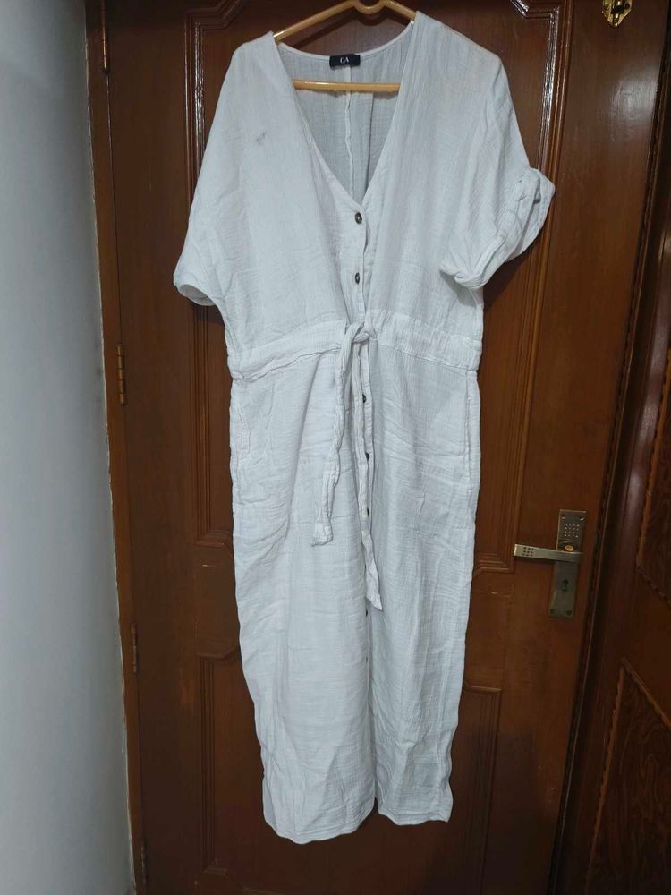 Casual White Button-Down Dress