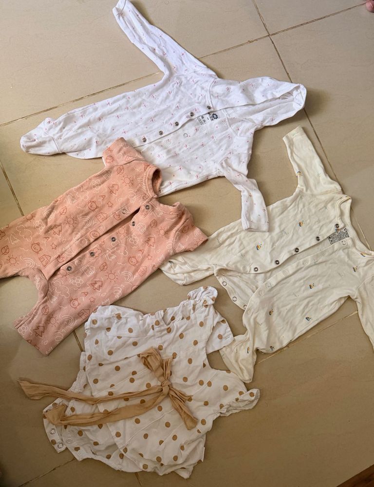 Baby Girl Bodysuits &amp; Rompers - 4 Pieces