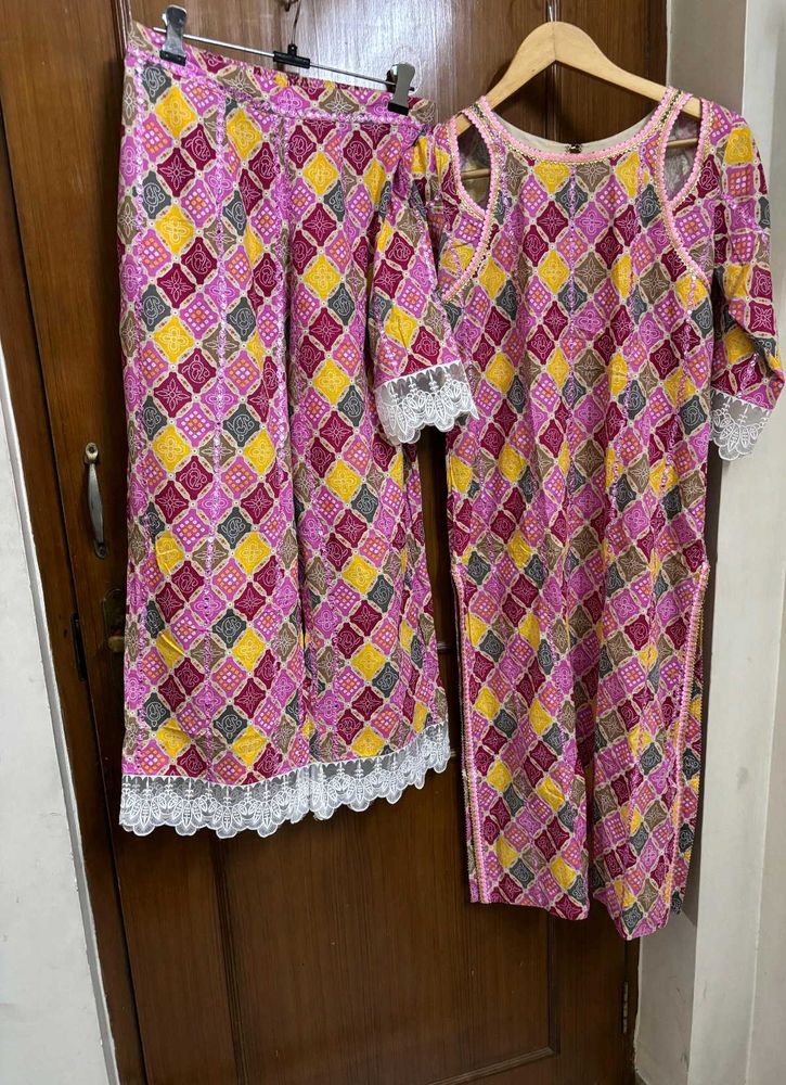 Pink Ethnic Kurta Set with Palazzo