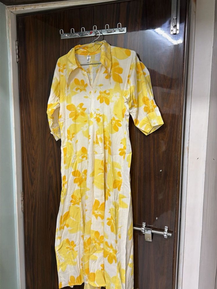 Yellow Floral Print Kurta