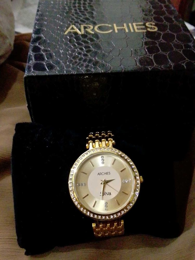 Archies Diva Gold Watch with Embellishments