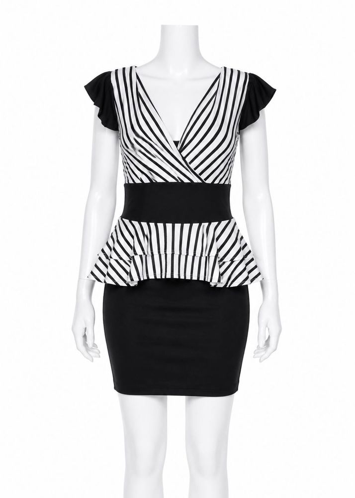 Chic Striped Peplum Dress
