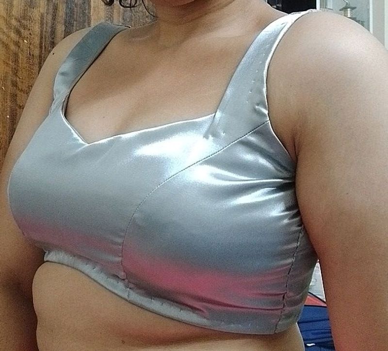 Greyish Silver Blouse (Front lace)