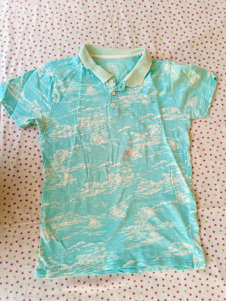 boys Tropical Print Polo T-Shirt