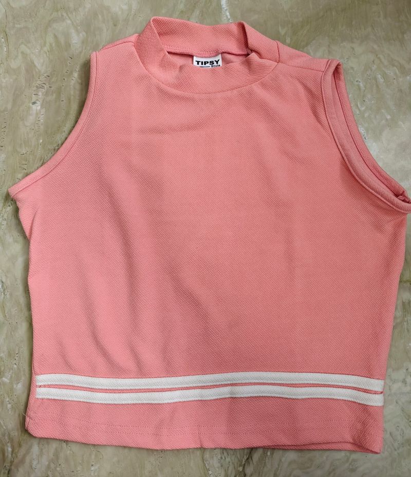 Brand New Sleevless Peach Crop Top S