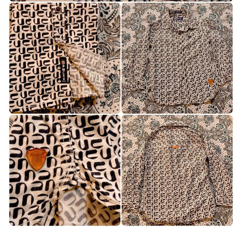 kids  Designer Print Button-Up Shirt