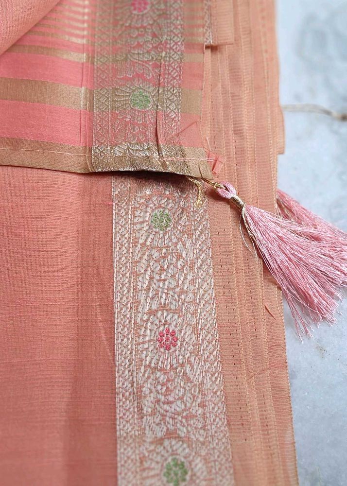 💃💃New Elegant Embroidered Peach Saree