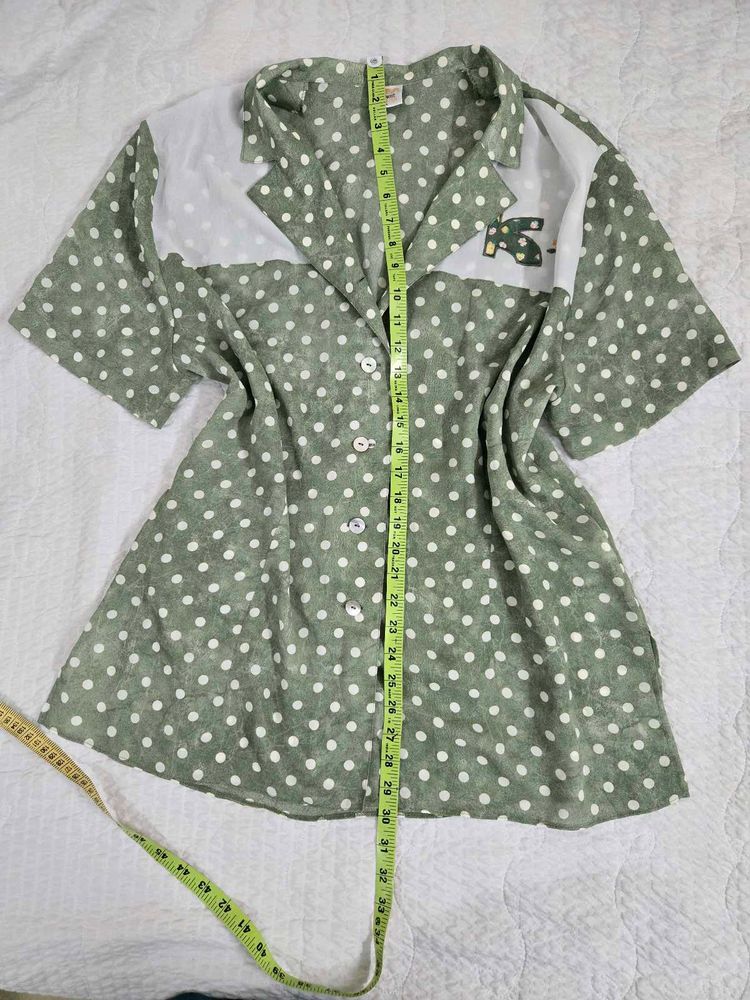 Polka Dot Button-Up Top