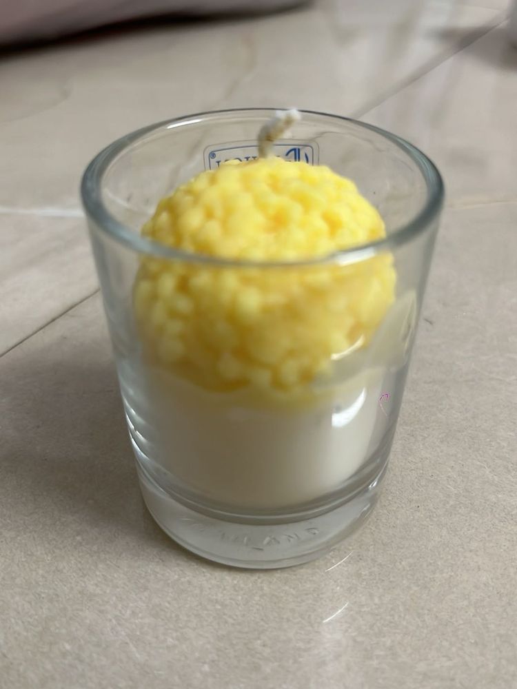 Glass Candle with Yellow Top